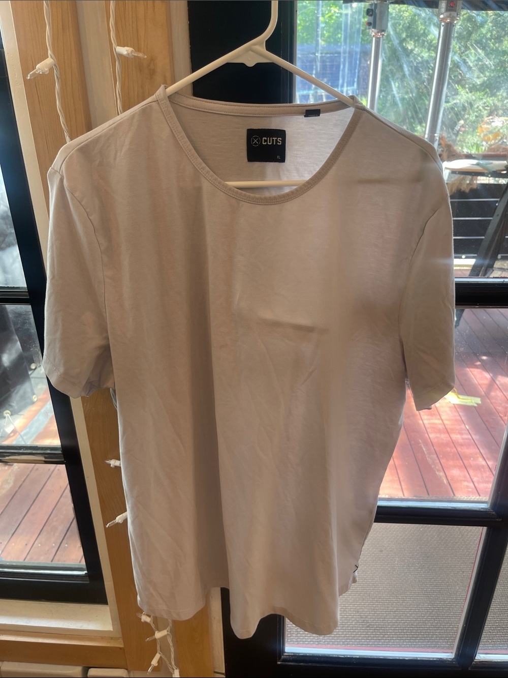 Cuts Clothing Short Sleeve Crew Neck T-Shirt in Light Beige